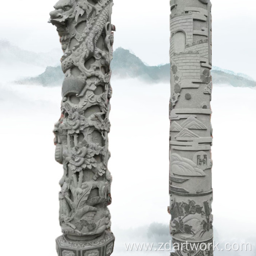 Customized relief dragon stone column